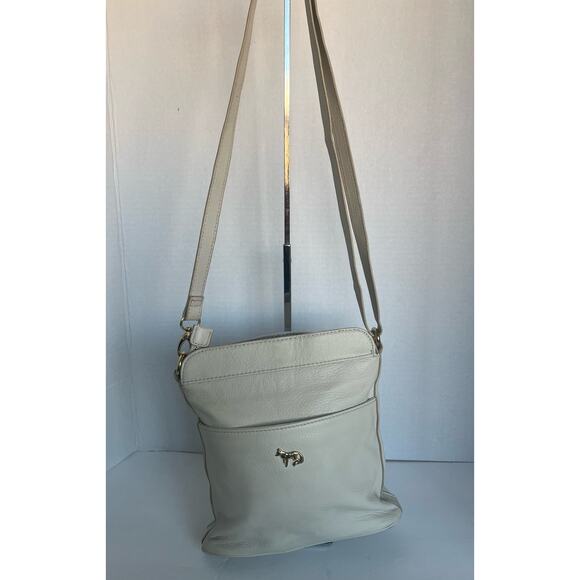 EMMA FOX Crossbody Pebble Cream Orange Pebble Leather Shoulder Bag Purse - Picture 5 of 15